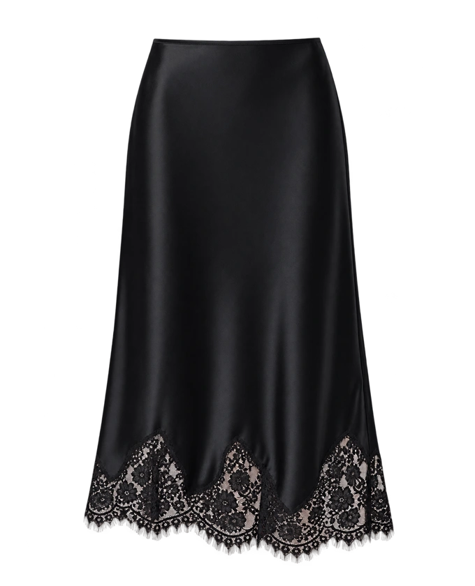 Carolina Silk Skirt in Black, product cutout