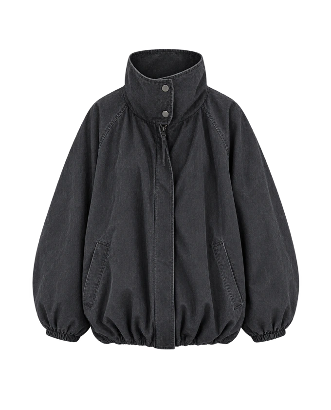 Chelsea Funnel-Neck Oversized Jacket in Black, product cutout