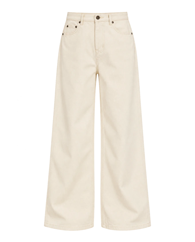 Drew Wide Leg Denim Jean in Cream, product cutout
