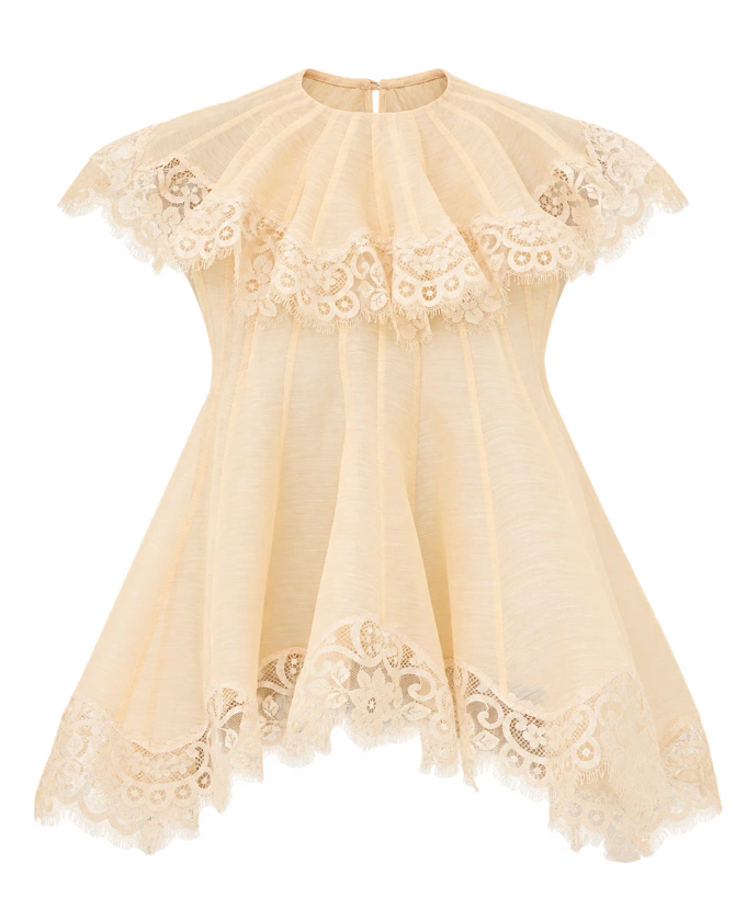 Ascent Flutter Top in Cream, product cutout