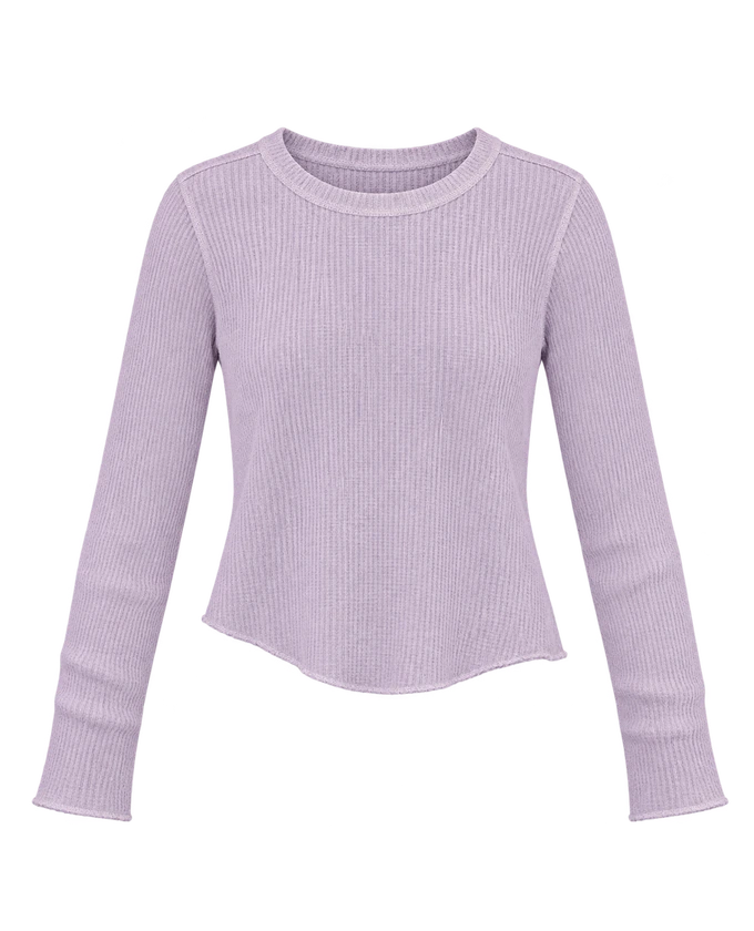 Blake Shrunken Crew Neck Thermal in Sugared Violet — AI-assisted product cutout