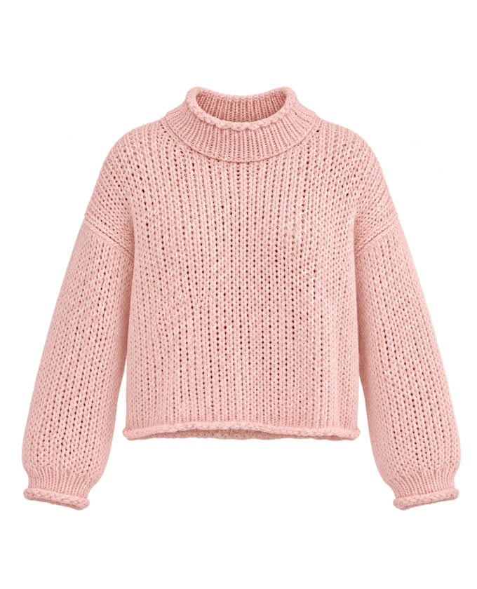 Opal Rollneck Knit Sweater in Silver Peony — AI-assisted product cutout