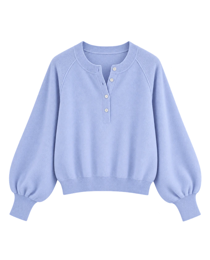 Porta Cashmere Henley Sweater in Arctic — AI-assisted product cutout