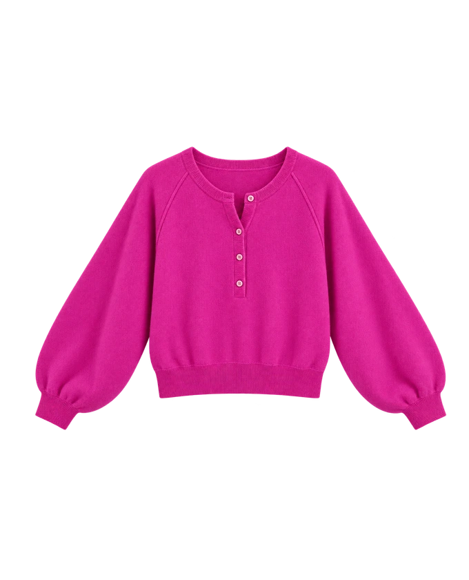 Porta Cashmere Henley Sweater in Charm — AI-assisted product cutout