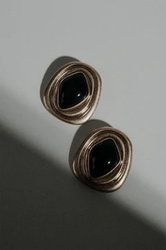 MESHKI Eurydice Framed Stone Stud Earring, Gold / Navy