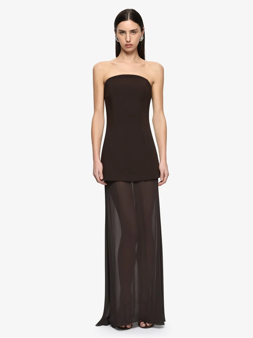 Bec + Bridge Theodora Strapless Maxi Dress in Espresso: official retailer product photograph