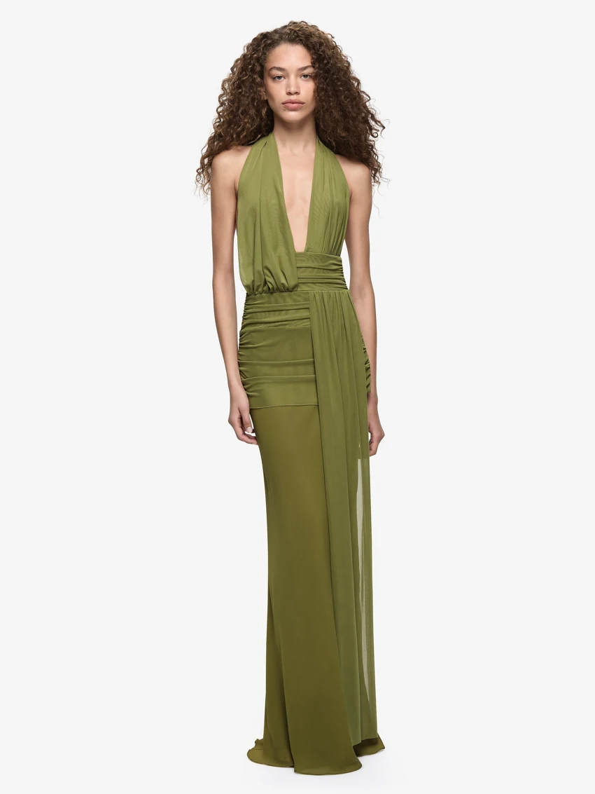 Bec + Bridge Cassis Drape Maxi Dress in Fern: official retailer product photograph
