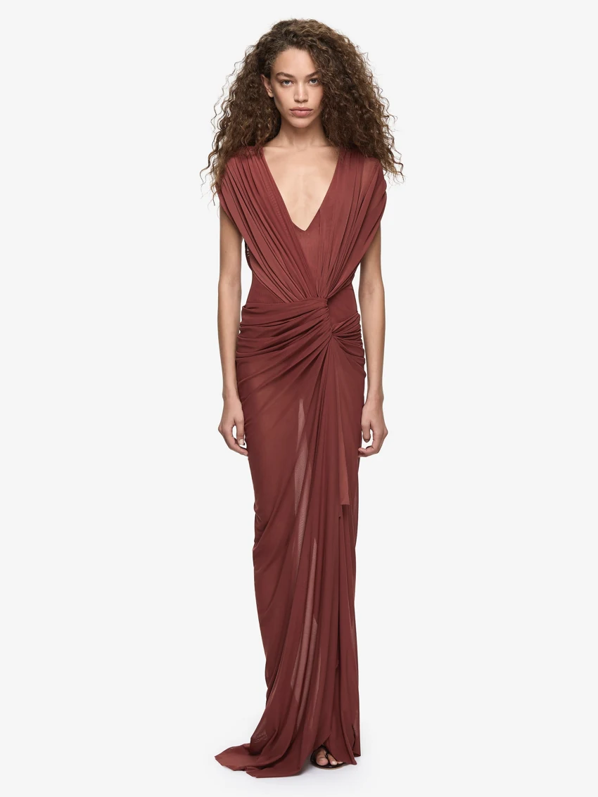 Bec + Bridge Leia Drape Maxi Dress in Rust: official retailer product photograph