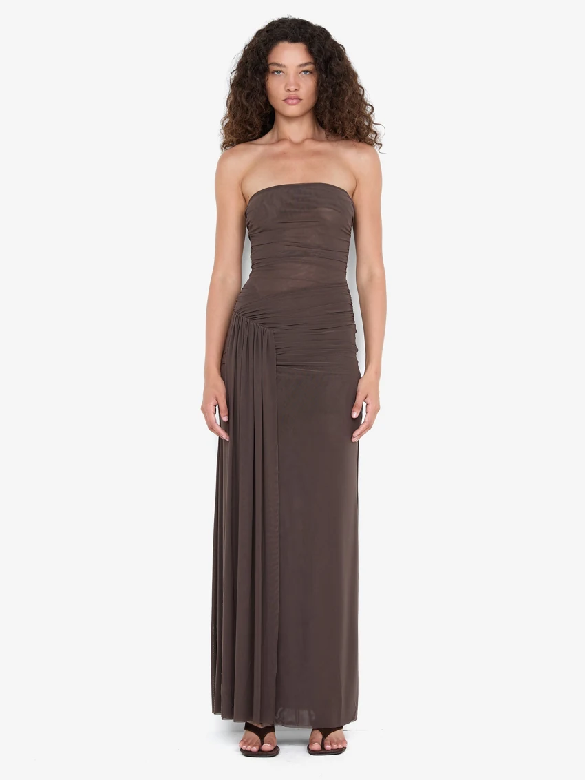 Bec + Bridge Ida Strapless Dress in Milk chocolate: official retailer product photograph