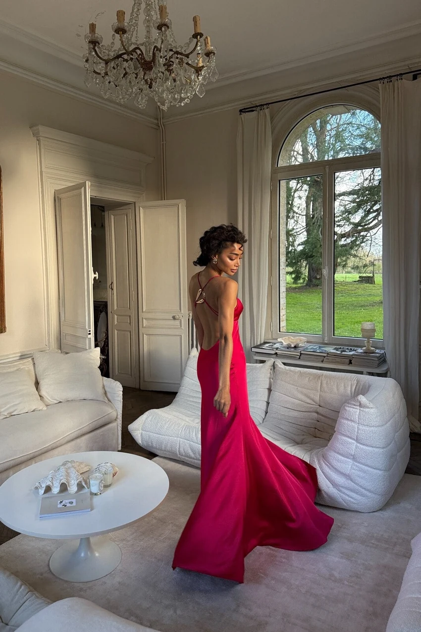 KAOA Magenta Back-Detail Gown in Magenta: official retailer product photograph