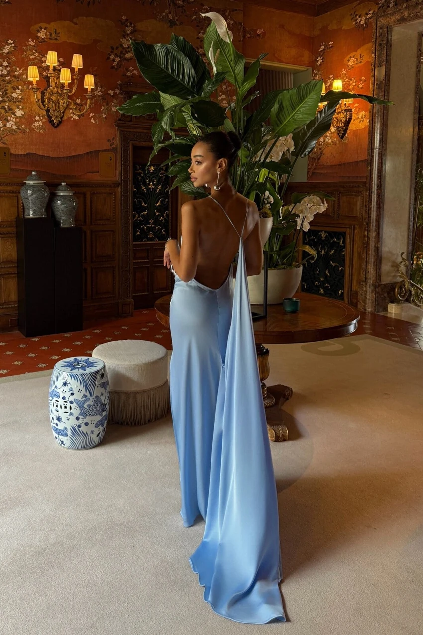 KAOA Open-Back Maxi Dress in Blue: official retailer product photograph