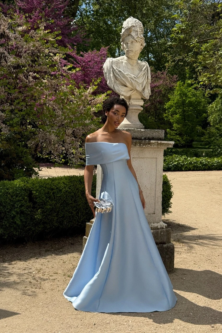KAOA Asymmetric Mikado Gown in Light blue: official retailer product photograph