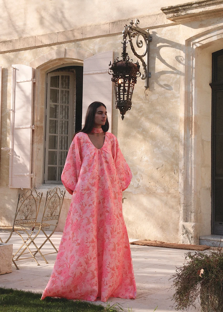 Morton Mac Delphina Dress in Blush Rose: official retailer product photograph