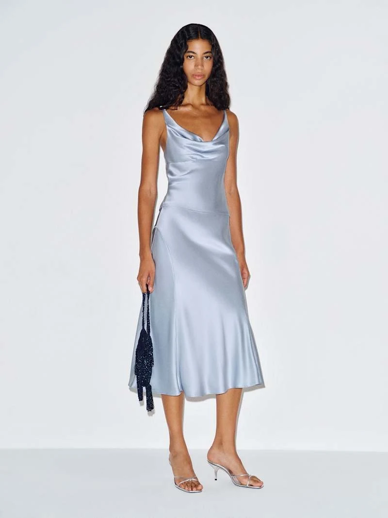 Reformation Olivine Silk Two Piece in Cloud Blue: official retailer product photograph