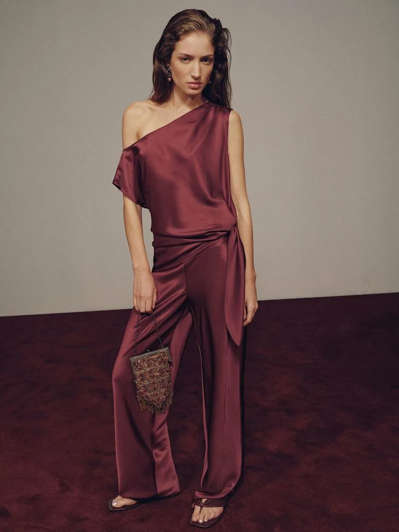Reformation Sonnet Satin Two Piece in Romance: official retailer product photograph