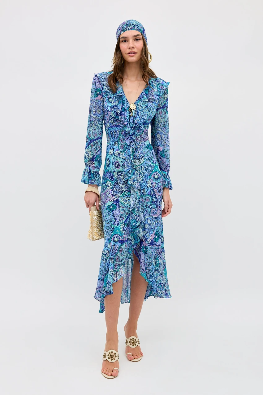 RIXO Gracye in Paisley Blue: official retailer product photograph