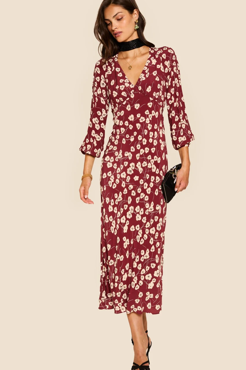 RIXO Mavis in Autumn Cherry Maroon: official retailer product photograph