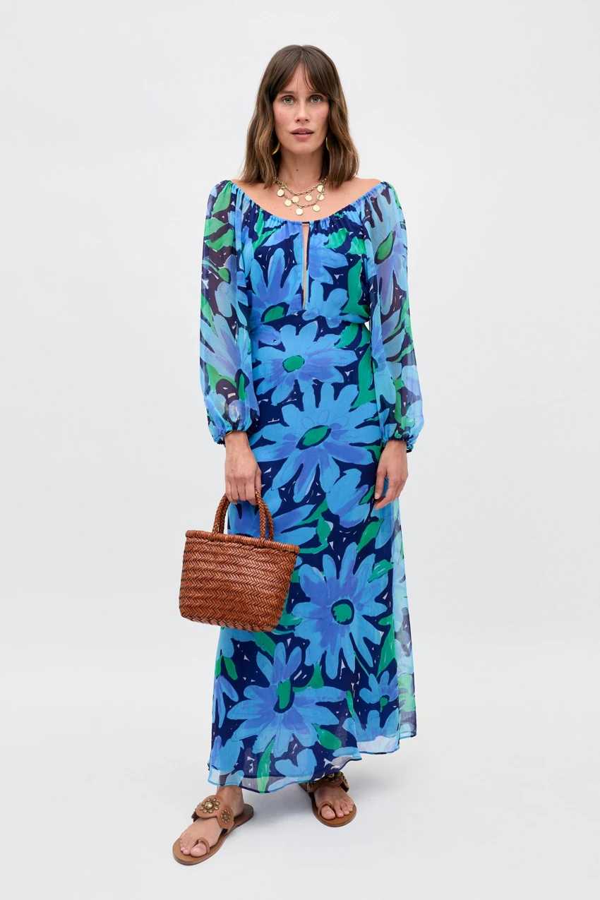 RIXO Nikolette in Danish Floral Blue: official retailer product photograph