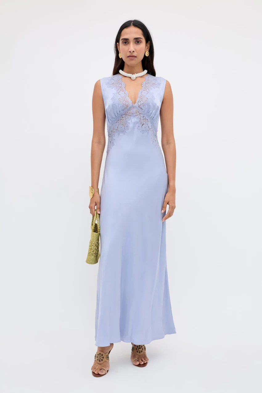 RIXO Lysandra in Dusty Blue: official retailer product photograph