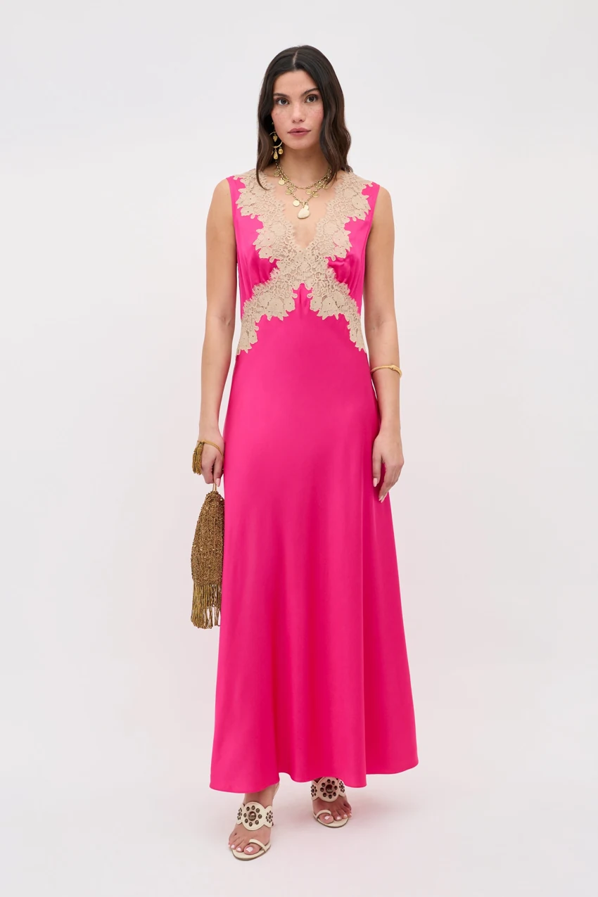 RIXO Lysandra in Cerise: official retailer product photograph