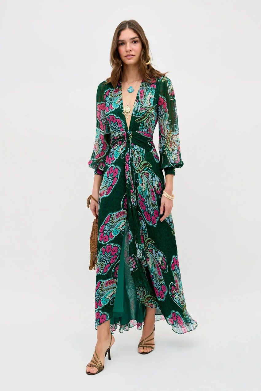 RIXO Meera in Butterfly Bloom Green: official retailer product photograph