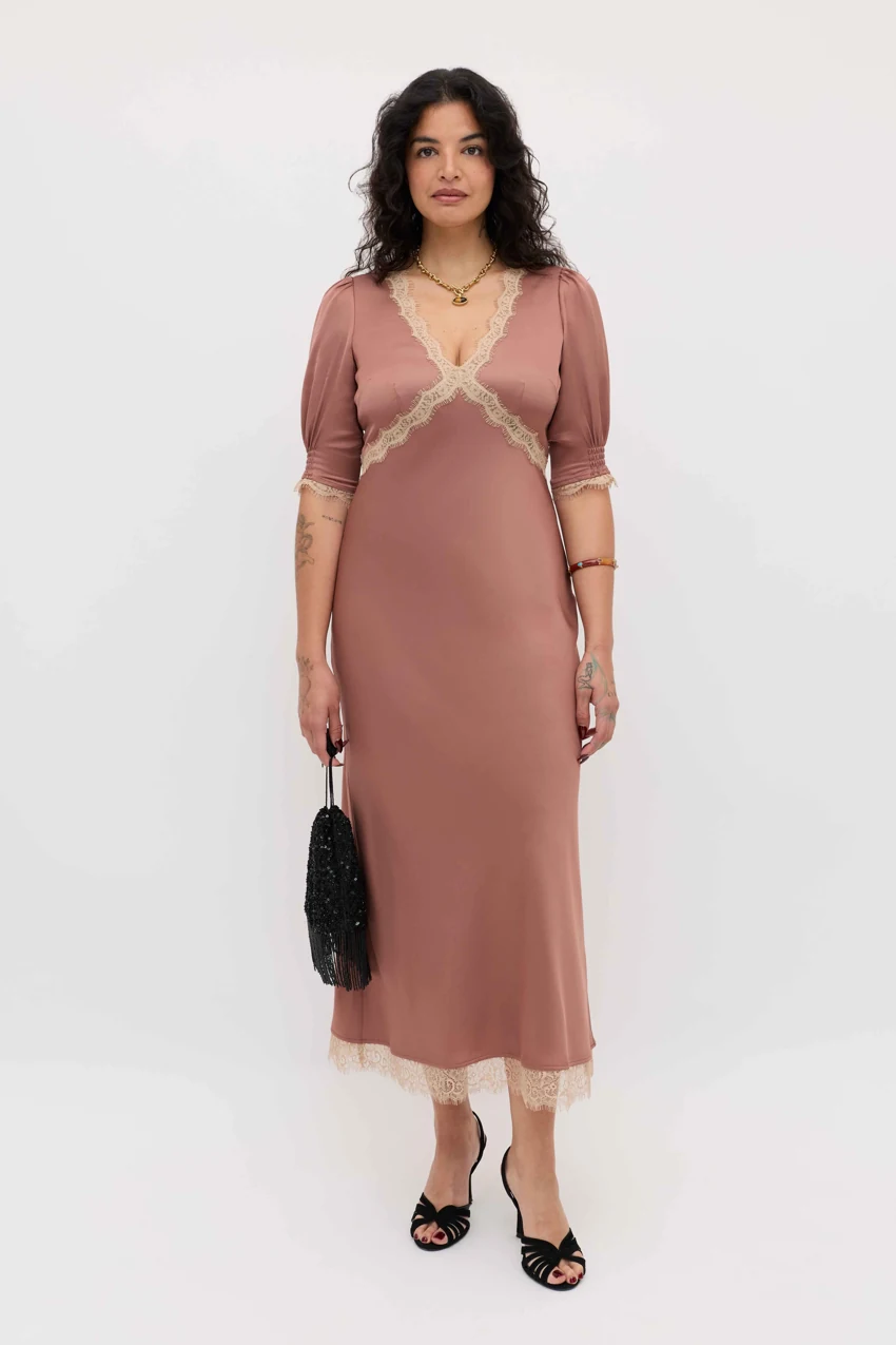 RIXO Annina in Mocha: official retailer product photograph
