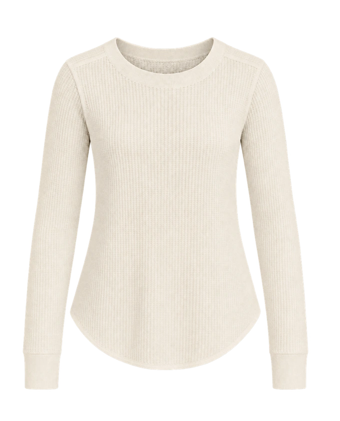 Blake Shrunken Crew Neck Thermal in Coconut Milk, product cutout